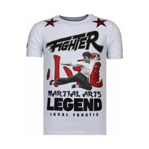T-shirt Korte Mouw Local Fanatic Fighter Bruce Lee Rhinestones