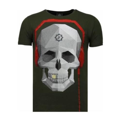 T-shirt Korte Mouw Local Fanatic Skull Bring The Beat Rhinestone