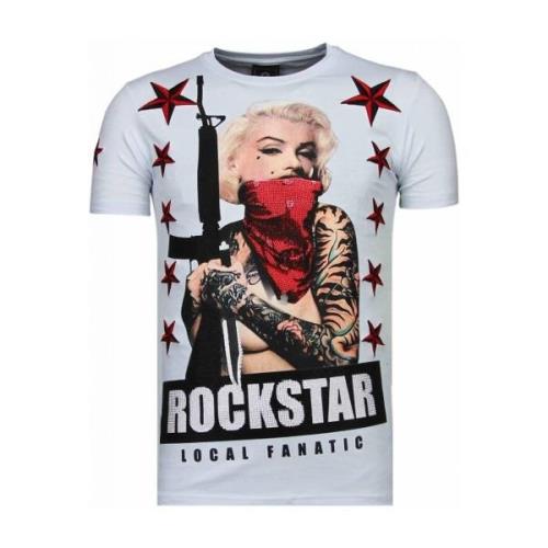 T-shirt Korte Mouw Local Fanatic Marilyn Rockstar Rhinestone