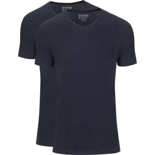T-shirt Slater 2-pack Basic Fit T-shirt V-hals Navy