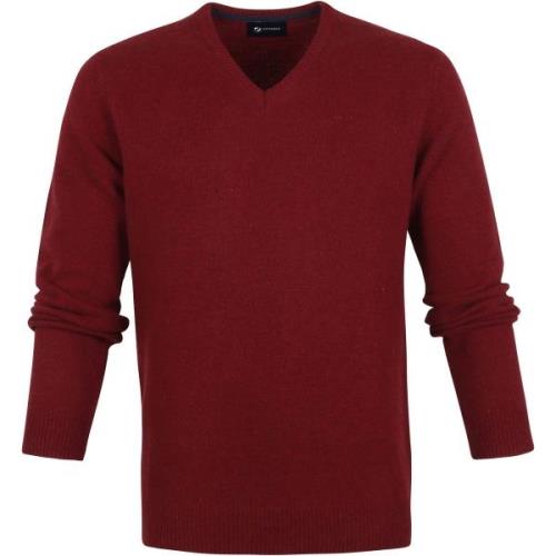 Sweater Suitable Lamswol Trui col V Bordeaux