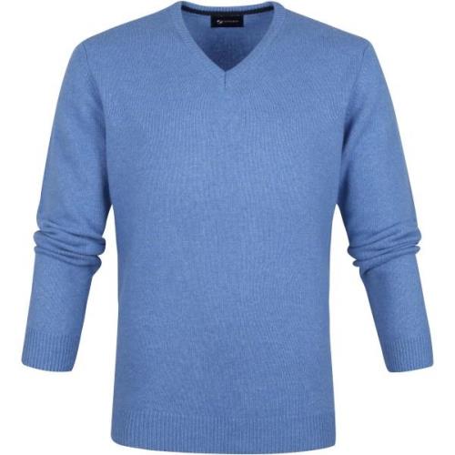 Sweater Suitable Lamswol Trui V-Collier Bleu