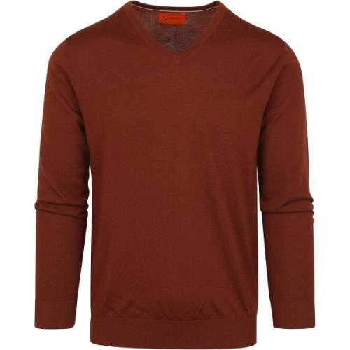 Sweater Suitable Pullover V-Hals Merino Brique