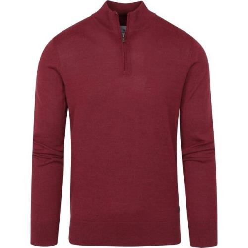 Sweater State Of Art Half Zip Wol Mix Bordeaux Rood