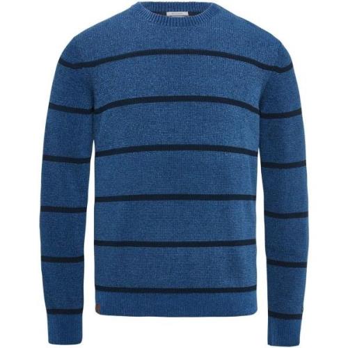 Sweater Cast Iron Trui Gesrteept Donkerblauw