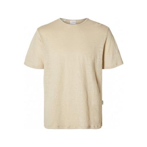 T-shirt Selected T-Shirt Bet Linen - Oatmeal