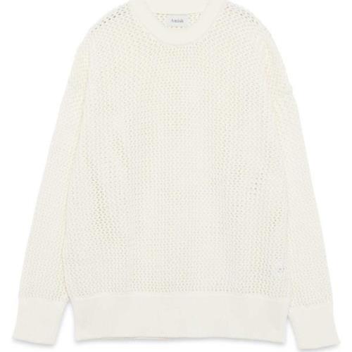 Sweater Amish Crew Neck Over Man Cotton Net Marble