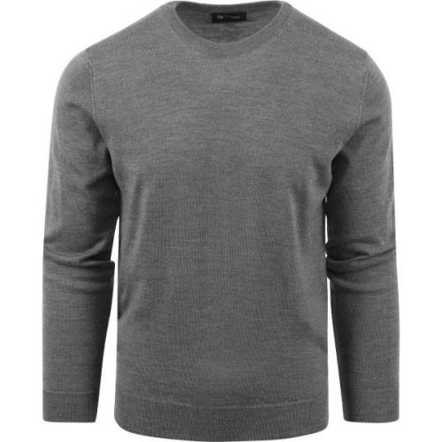 Sweater Suitable Merino Pullover Ronde Hals Antraciet