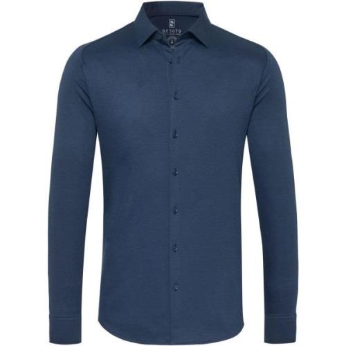 Overhemd Lange Mouw Desoto Overhemd Strijkvrij Modern Kent Indigo Blau...