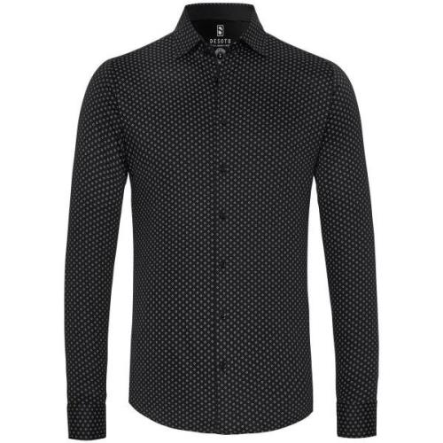 Overhemd Lange Mouw Desoto Overhemd Kent Grafische Print Zwart