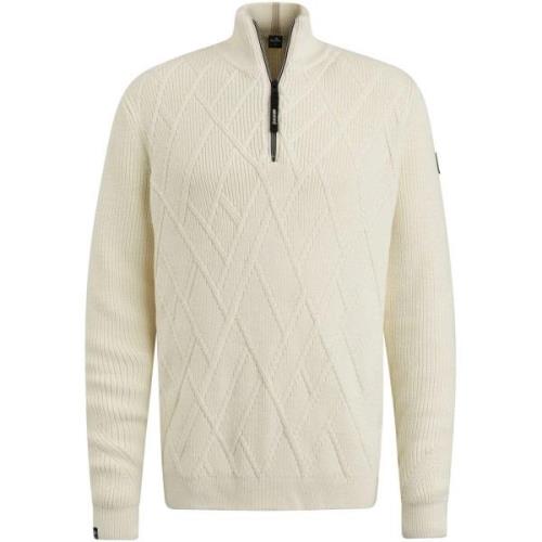 Sweater Vanguard Trui Half Zip Structuur Ecru