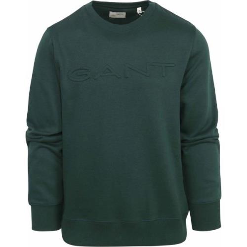 Sweater Gant Sweater Embossed Logo Donkergroen