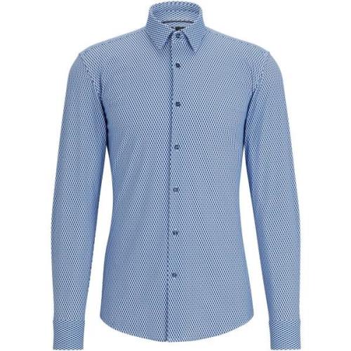 Overhemd Lange Mouw BOSS Hank Overhemd Print Blauw
