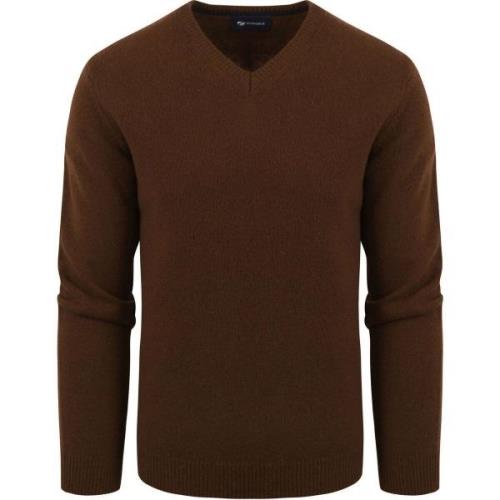 Sweater Suitable Pullover Wol V-Hals Bruin