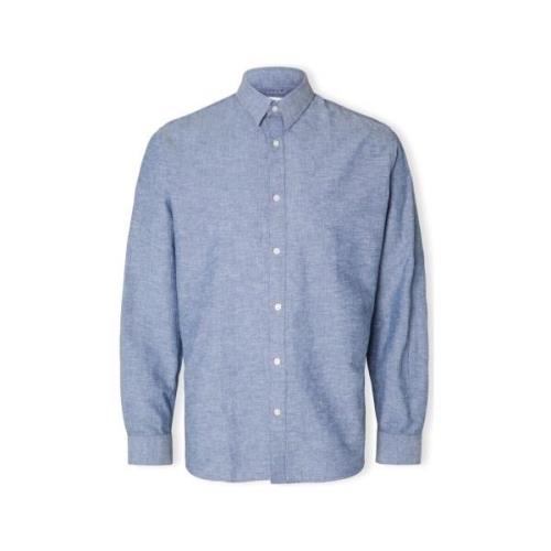 Overhemd Lange Mouw Selected Noos Slimnew-linen Shirt L/S - Medium Blu...