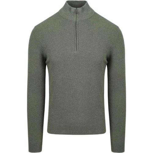 Sweater Suitable Half Zip Trui Structuur Groen