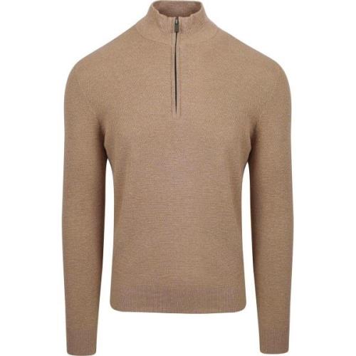 Sweater Suitable Half Zip Trui Structuur Beige