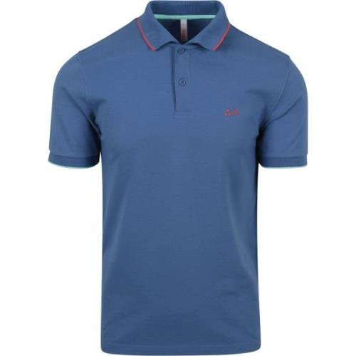 T-shirt Sun68 Poloshirt Small Stripe Collar Blauw
