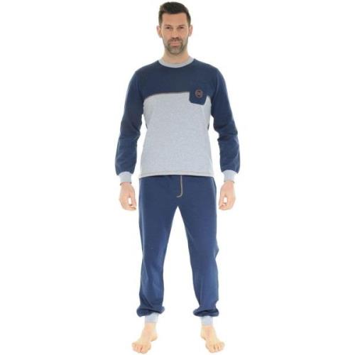 Pyjama's / nachthemden Christian Cane PYJAMA LONG JOGGING BLEU DORIAN