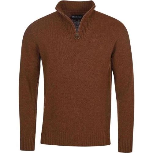 Sweater Barbour Half Zip Trui Lamswol Bruin