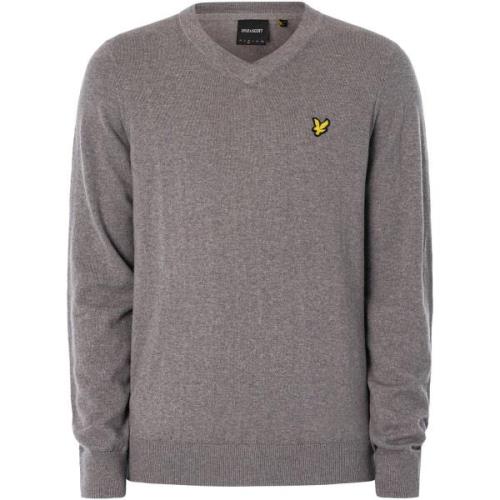 Trui Lyle &amp; Scott Katoen Merino V-hals gebreid