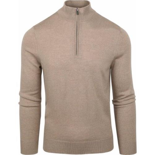 Sweater Suitable Merino Half Zip Trui Beige