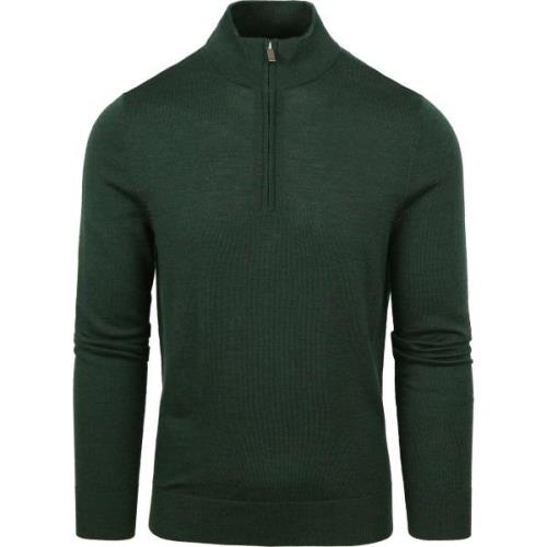 Sweater Suitable Merino Half Zip Trui Olijfgroen