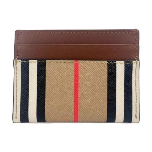 Portemonnee Burberry Canvas Check Slim Card Case Portemonnee met Leder...