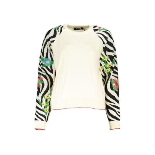 Sweater Desigual Zebra gebreide trui voor dames wit