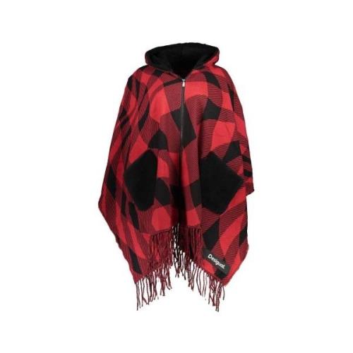 Sjaal Desigual Poncho met capuchon met rits en logo