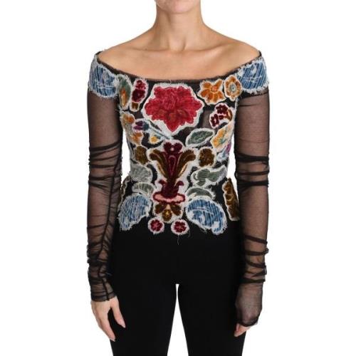 Overhemd D&amp;G Floral Ricamo Top - Zwart