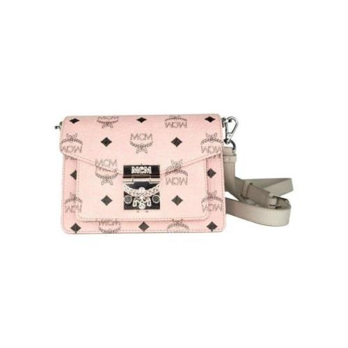 Handtas Mcm Zacht roze lederen mini flap lock crossbody handtas