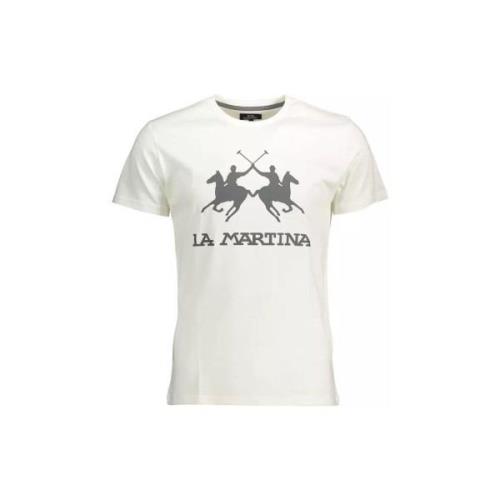 T-shirt La Martina Katoenen T-shirt met logoprint en ronde hals