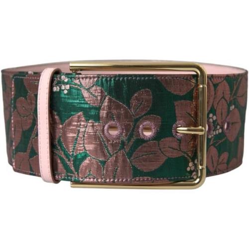 Riem D&amp;G Bloemen jacquard gouden gesp riem