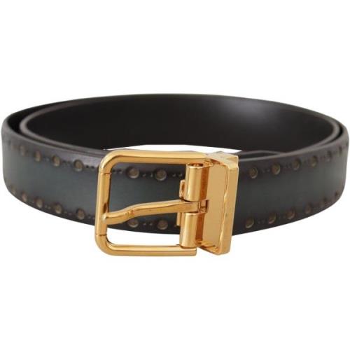 Riem D&amp;G Heren Zwart Leren Riem met Studs