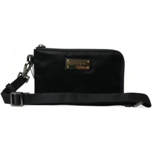 Handtasje D&amp;G Nylon Logo Plaque Sleutelhanger Pouch Clutch Tas