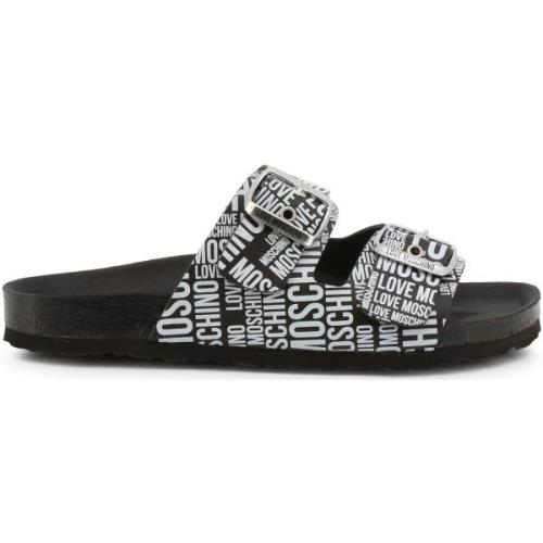 Teenslippers Love Moschino Leren sandalen met gesp en details