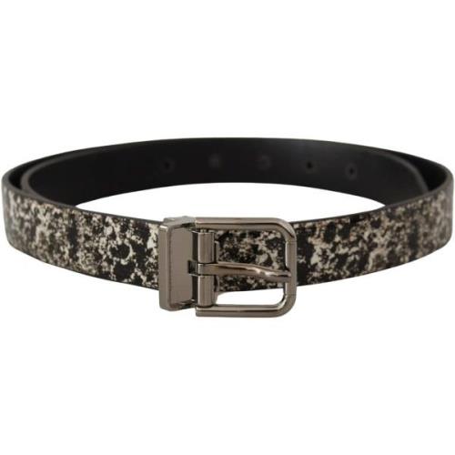 Riem D&amp;G Marmeren Print Leer Zilveren Logo Gesp Riem