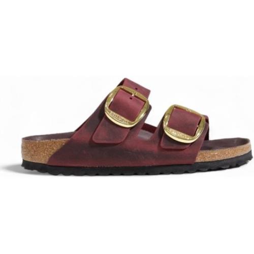 Pantoffels Birkenstock Gesp/striksluiting rode leren pantoffels