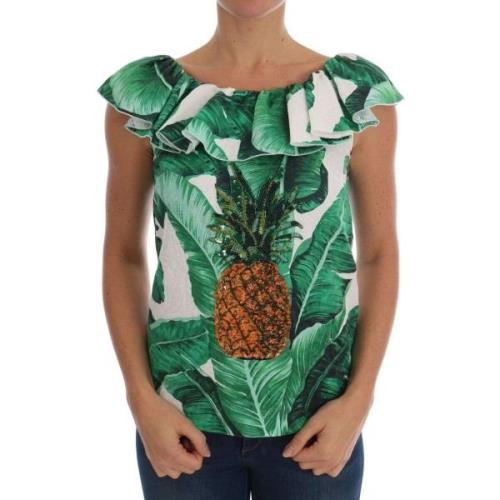 Overhemd D&amp;G Ananas Print Zijden Top - Groen