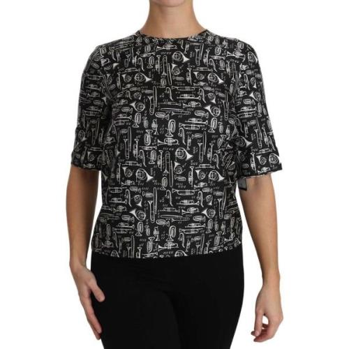 Overhemd D&amp;G Zijden blouse met muziekinstrumentenprint