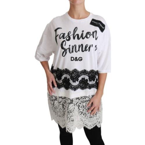 Overhemd D&amp;G Fashion Sinner Katoenen Kant T-shirt Top