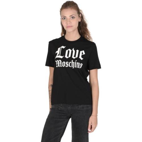 T-shirt Love Moschino Katoenen T-shirt in zwart