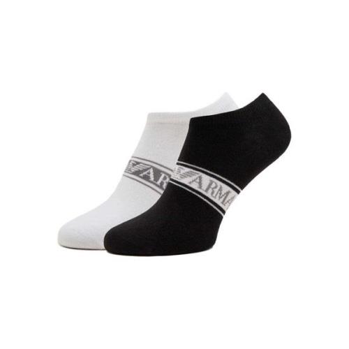 Socks Emporio Armani 2 Pack Knitted Logo Trainer Socks - White/Black