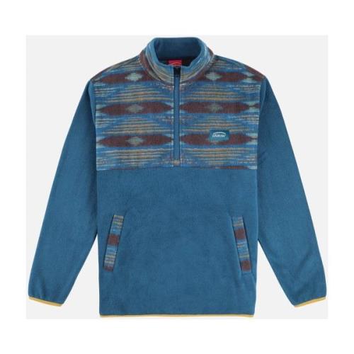 Mantel Oxbow Fleece met kwartrits en print SABAIO