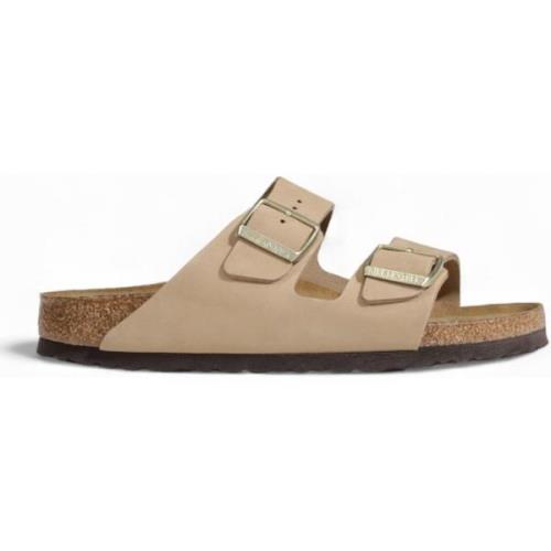 Pantoffels Birkenstock Gesp/strik beige leren pantoffels voor