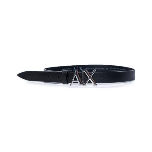 Riem EAX Heren Zwart Lederen AX Logo Riem