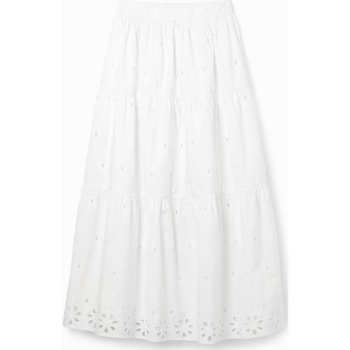 Rok Desigual Midi Rok met Eyelet voor dames Wit