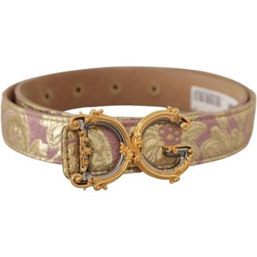 Riem D&amp;G Jacquard Logo Gouden Metalen Gesp Riem