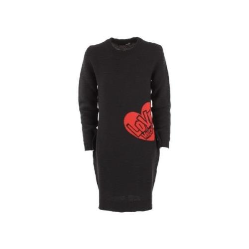 Jurk Love Moschino Contrasterende wollen jurk met hartpatroon